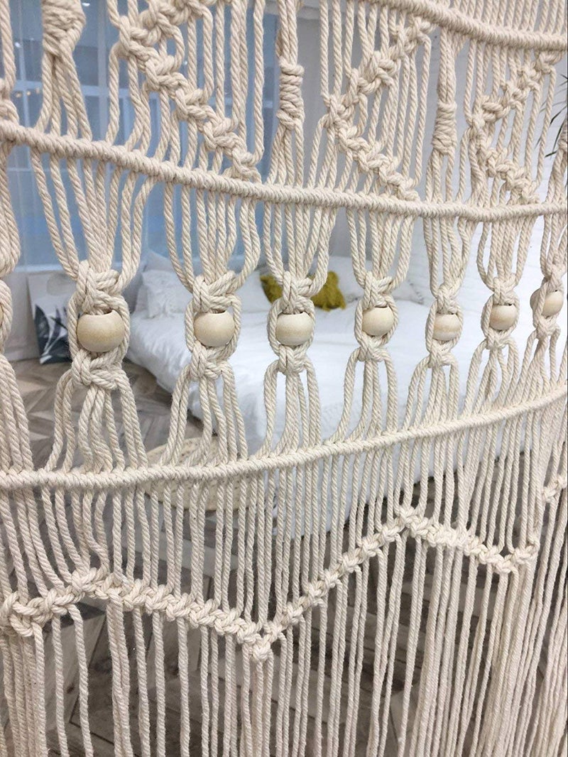 Flber Macrame Curtains for Doorways Boho Windows Macrame Wall Hanging Boho-Inspired Touch Window Curtain,52" Wx56 H - Image 4